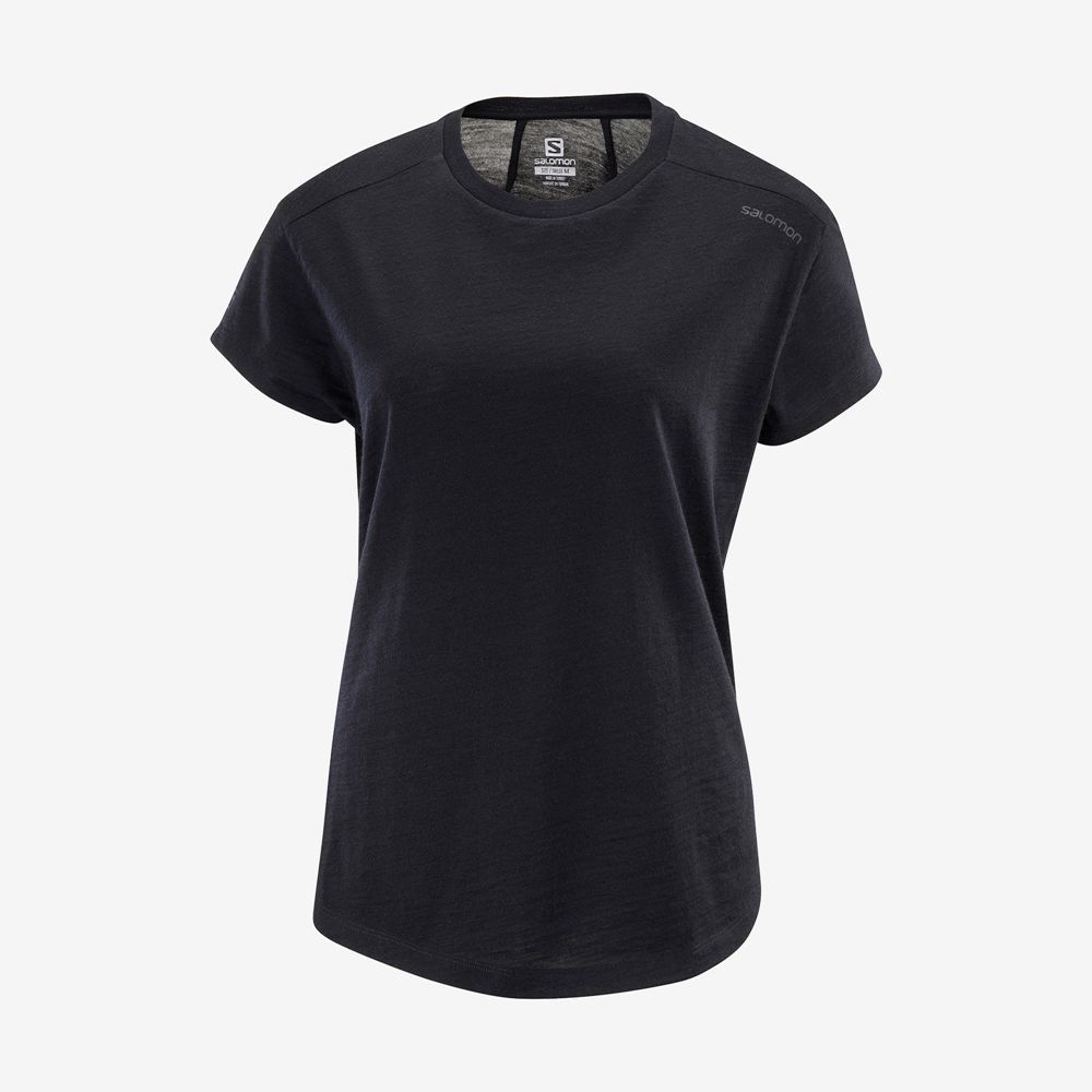 Salomon OUTLIFE MERINO SS W Camisetas Mujer - Negras - Colombia (49678-RAQM)